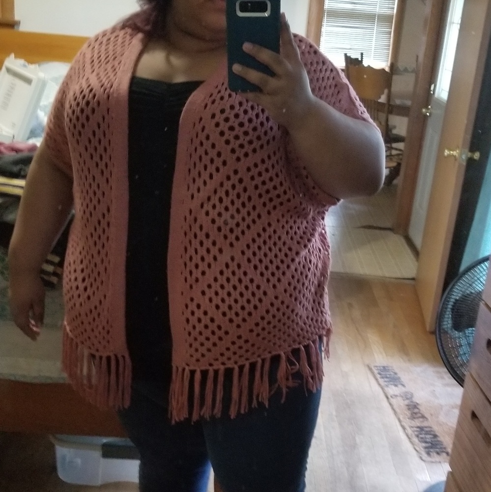 Lane Bryant pink crochet sweater - Picture 2 of 3